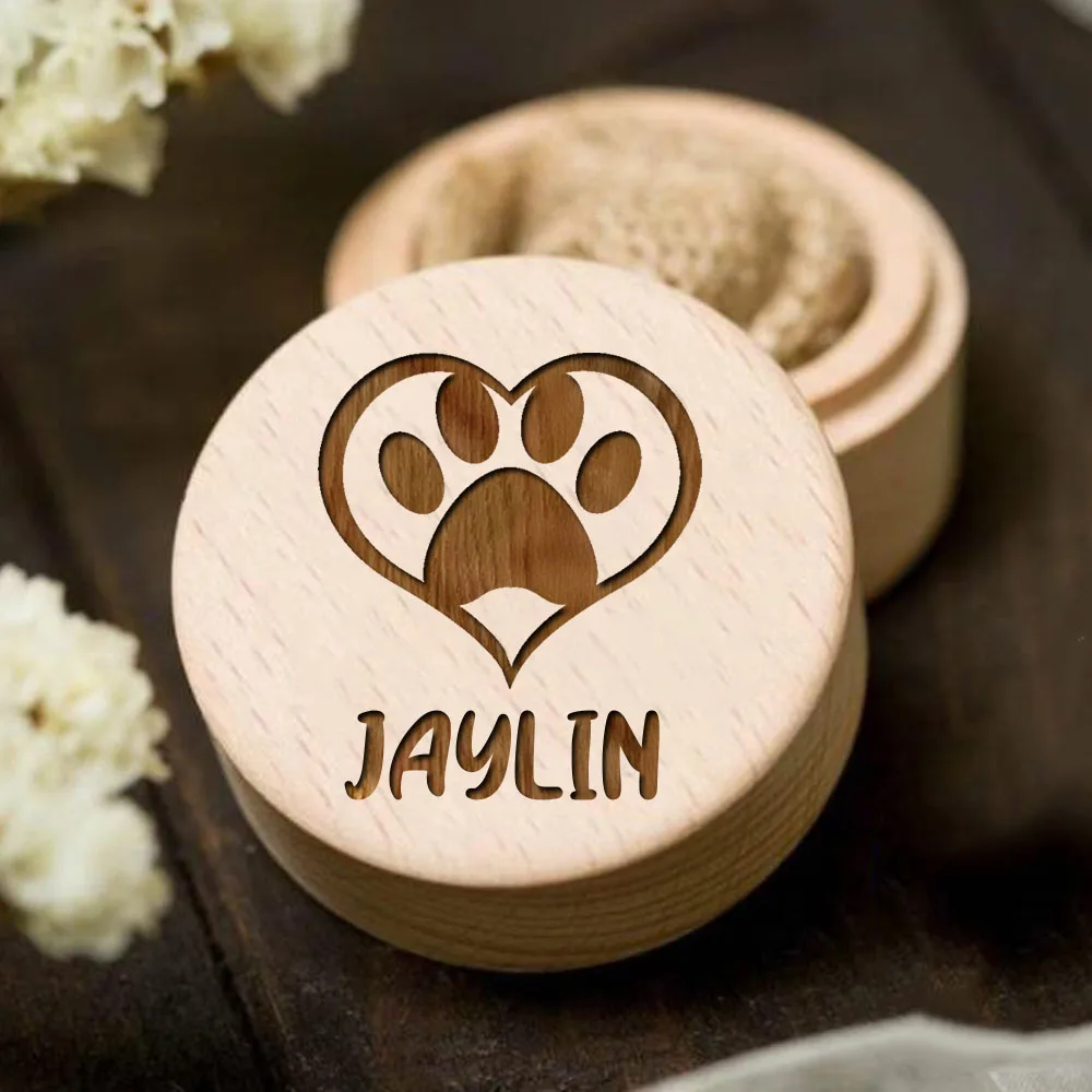 Pet Memory Storage Box Personalized name wooden carving pet hair storage box dog save teeth Memorial Box commemorative gift for family friend