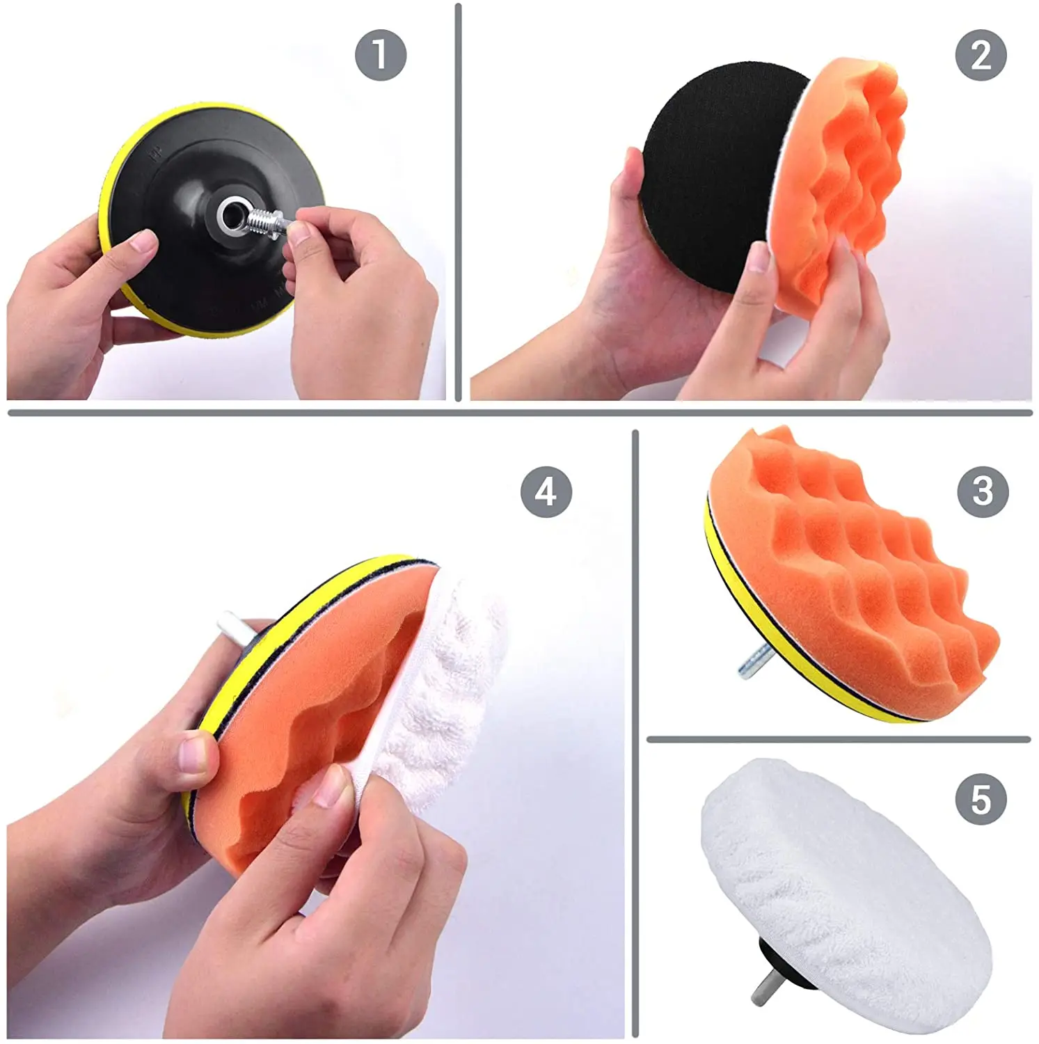 8Pcs Polishing Sponge Plate Set Plush Waxing Angle Grinding Cleaning Sponge Wheel Car Beauty Set Electric Drill Polishing
