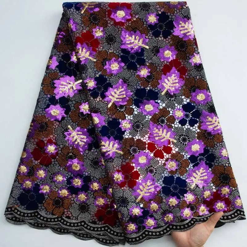

Французская бархатная сетчатая кружевная ткань 2023, высококачественный тюль, Африканское флокирующее кружево с блестками для шитья свадебного платья S3361