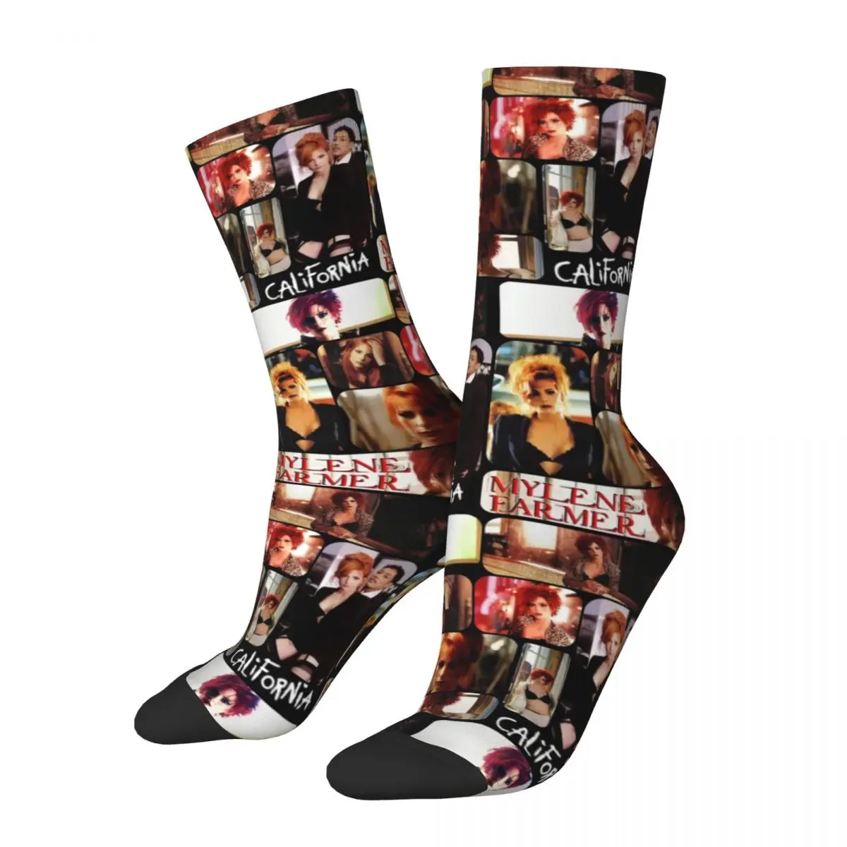 Casual Mylene Farmer Picture Collage Calzini Da Calcio Super Soft Long Stuff Regalo Di Natale Per Unisex Antiscivolo