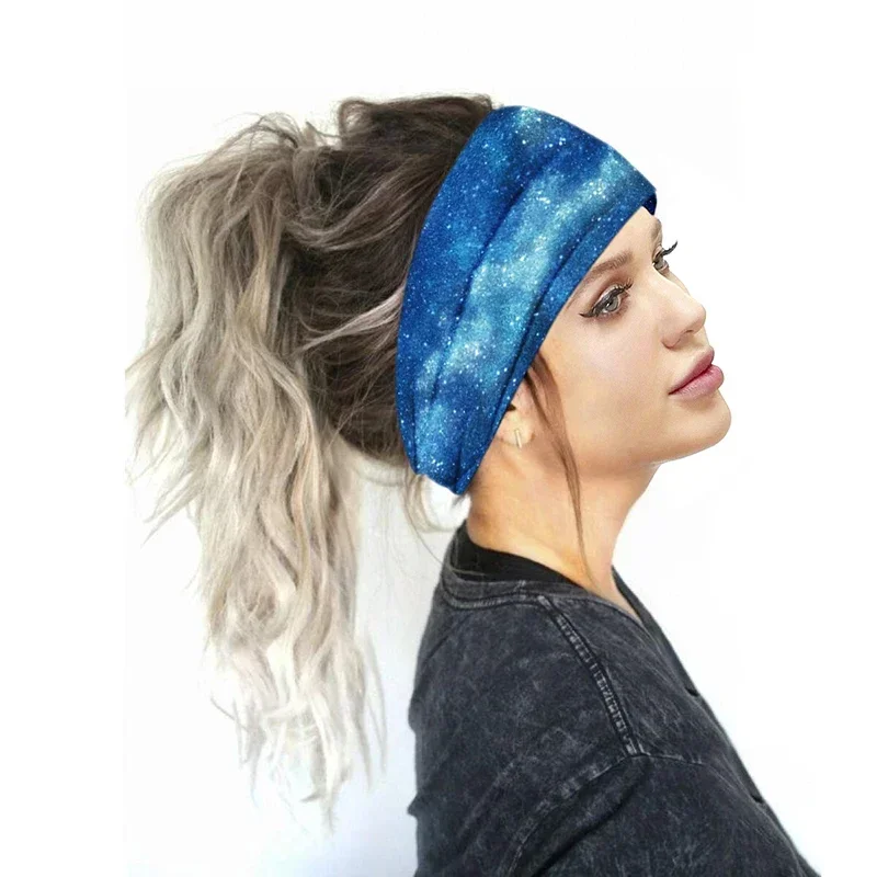 Sports Headbands Flower Print Women Headband Wide Sports Yoga Sweatband Elastic Stretch Hairband Headwear Boho Turban Hair Accessories