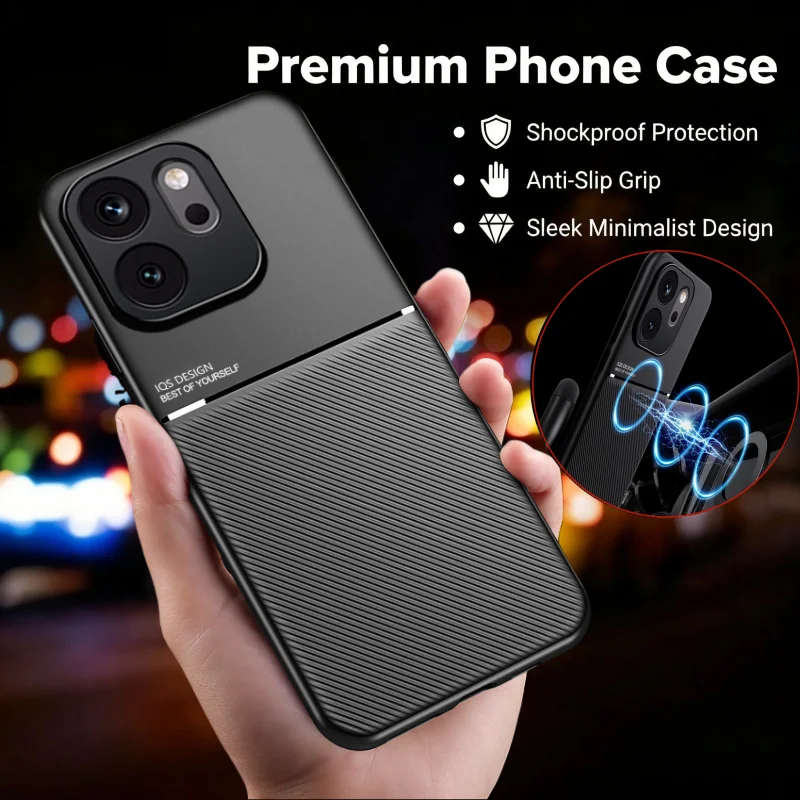 Luxury Magnetic Holder Phone Case with Soft Leather Cover - Premium Protection
