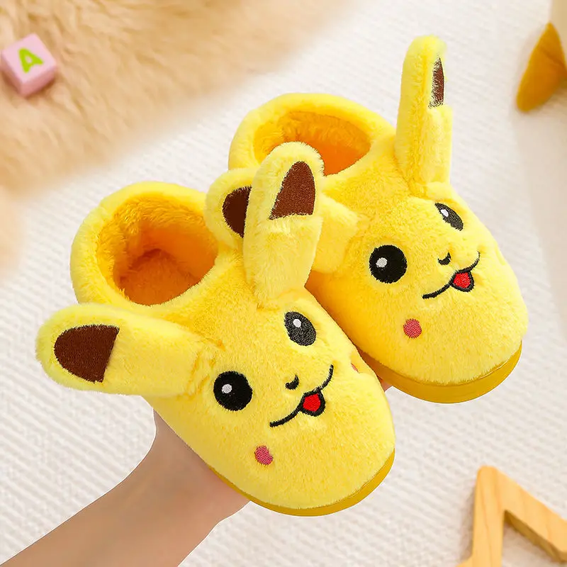 New Pokemon Kawaii Pikachu Plush Slippers Indoor Warm Winter 3 7 old Girls Shoes Cute Anime Cartoon for Boy Kids Cotton Slippers black jeans Jeans