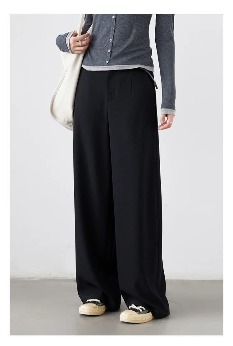 CHIC VEN Women Pants Solid Casual Slim Straight Leg Suit Wide Leg Ladies Trousers Spring Autumn 2025 Clothing for Woman