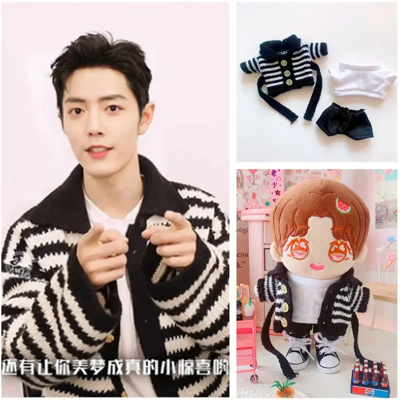 

Xiao Zhan Striped Cardigan Sweater T-shirt 20cm Doll Clothes Pants 20cm Star Baby Dress Up