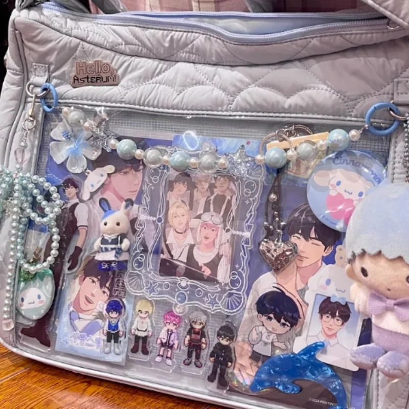 Italife Blue Chain Star Pearls Double Chains Ita bag Accessories Pink DIY Candy Shining Star Chain Anime ItaBag Decoration H335