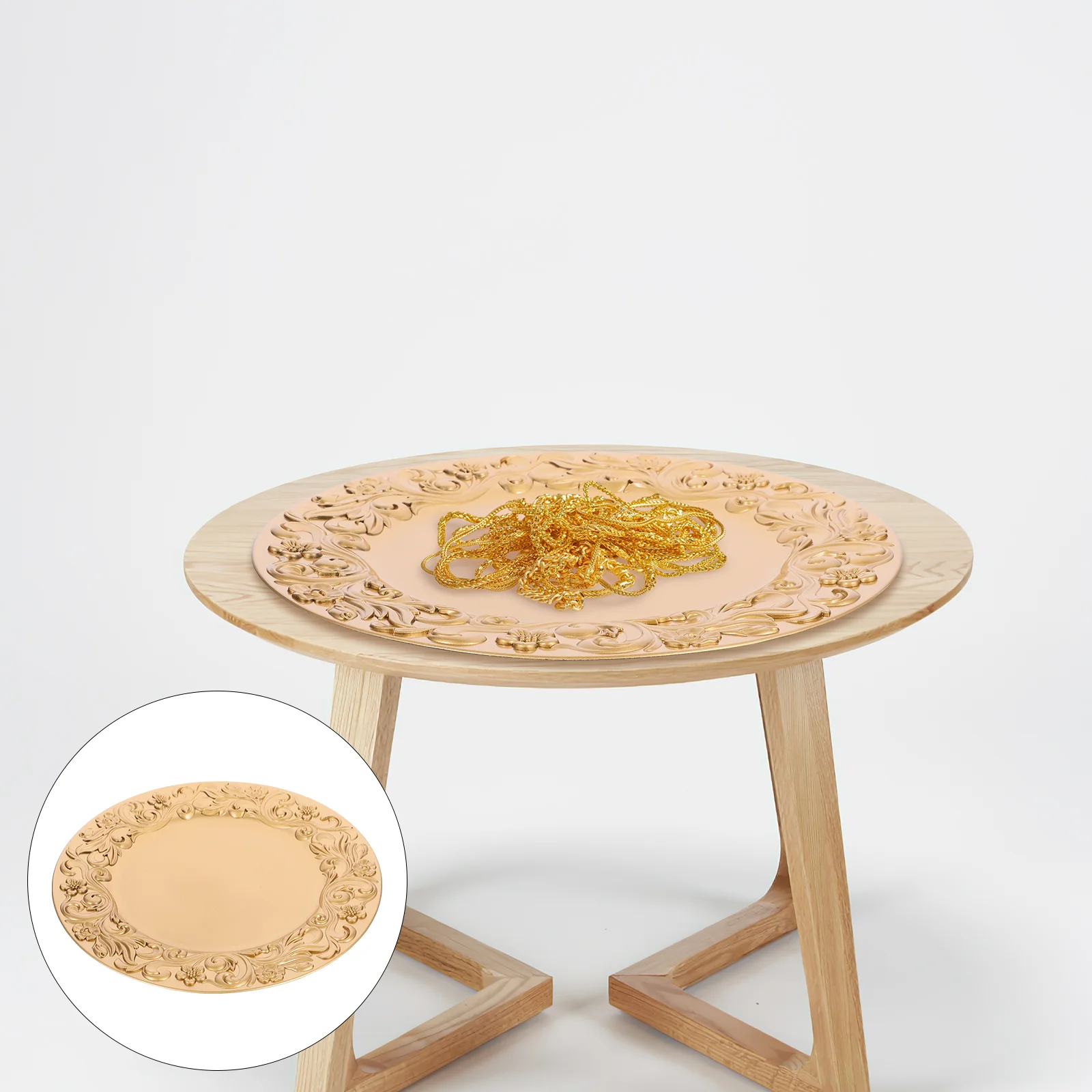 

Relief Pattern Storage Plate Elegant Decorative Tray Multi-use Serving Plate Jewelry Dish