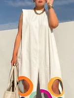 Yeezzi Women Fashion Rainbow Hollow Wide Leg Jumpsuits 2025 New Summer Sleeveless Loose Urban Office Overalls With Shoulder Pad - Image 2