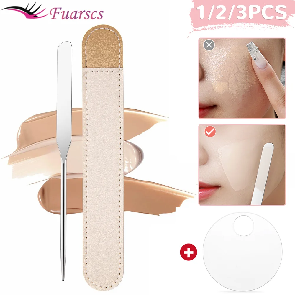 

1/2/3pcs Stainless Steel Makeup Toner Spatula Mixing Stick MakeUp Toning Sticks Foundation Eye Shadow Cream Mixing Tool With Bag