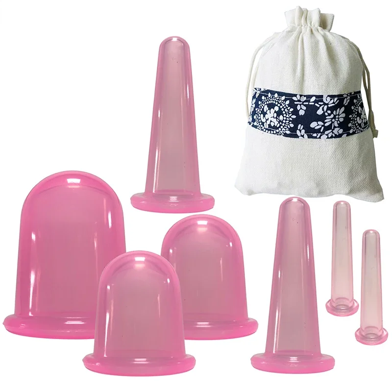 Silicone Anti Cellulite Cup Vacuum Massage suction Cups Body Pain Relief Roller Manual Suction Cups Cupping Therapy 2 4 7Pcs/Set cupping massager,massage cup,cupping set,vacuum facial cupping
