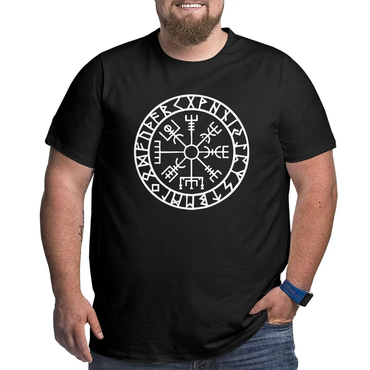 Vegvisir Futhark Runen Navigator T-Shirt für Männer Val halla T-Shirt große große T-Shirt Kleidung plus Größe große Größe große 4xl 5xl 6xl