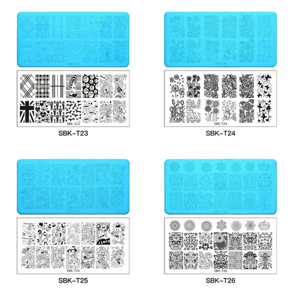 Nail Art Printing Template Printing Steel Plate Nail Transfer Film Printing Template Rectangular Stamp Manicure Tool Hot 6