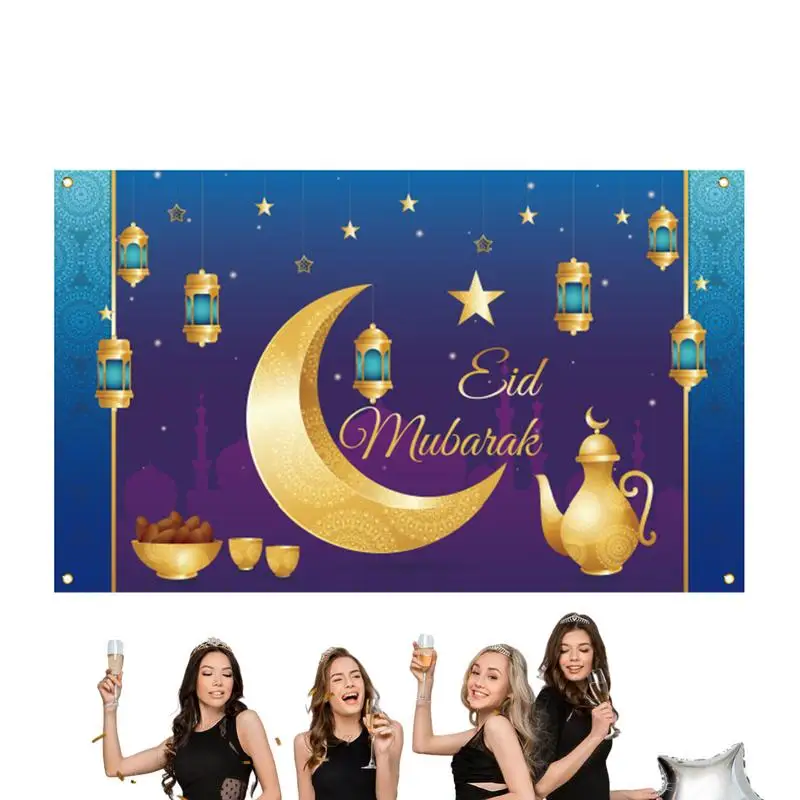 

Eid Backdrop 70.86X43.30Inch Happy Eid Photo Backdrop With Temple Sky Stars Moon Sky Stars And Moon Eid Ornaments And Desktop