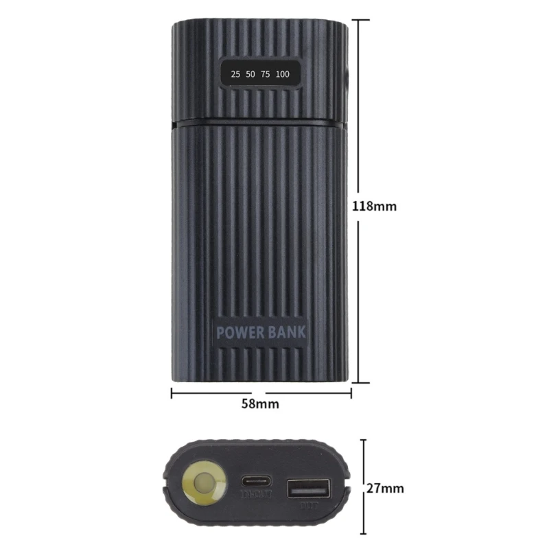 DIY 18650 18700 20700 21700 Battery Power Bank Charger Type C PD+QC3.0 USB Output Flashlight Cellphone Tablet