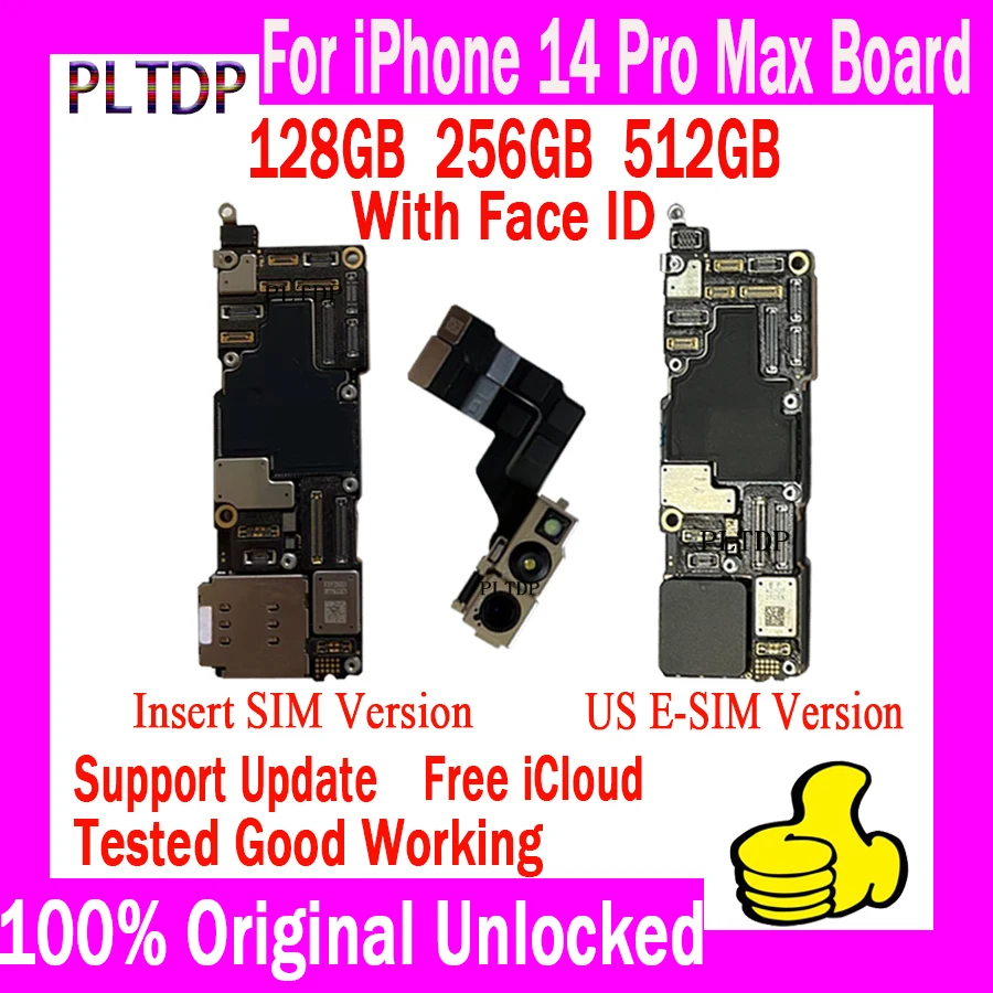 

With/No Face ID For iPhone 14 PRO Max Motherboard Origina Unlocked 128G 256G MainBoard Support Update With Chips Test Good Plate