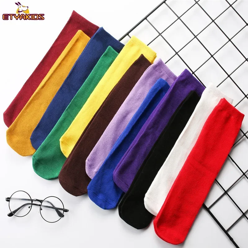 

New 3-12T Princess Over-The-Calf Solid Color Baby Girls Tuble Socks Cotton Knee High Socks Kids Knee Socks Leg Warmers Tube Sock