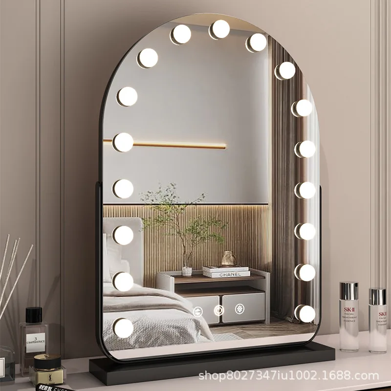 

Mirror Makeup Mirror Desktop LED with Light for Makeup and Makeup Ins Wind Desktop Charging Household Large Beauty Mirror