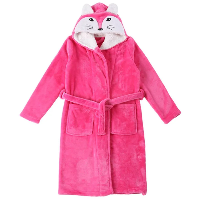New Winter Warm Dressing Gown Kids Animal Baby Bathrobe Flannel Children Bathgrowns Bathrobes Rabbit Hooded Bath Robe for Girls child bathrobe kids robe