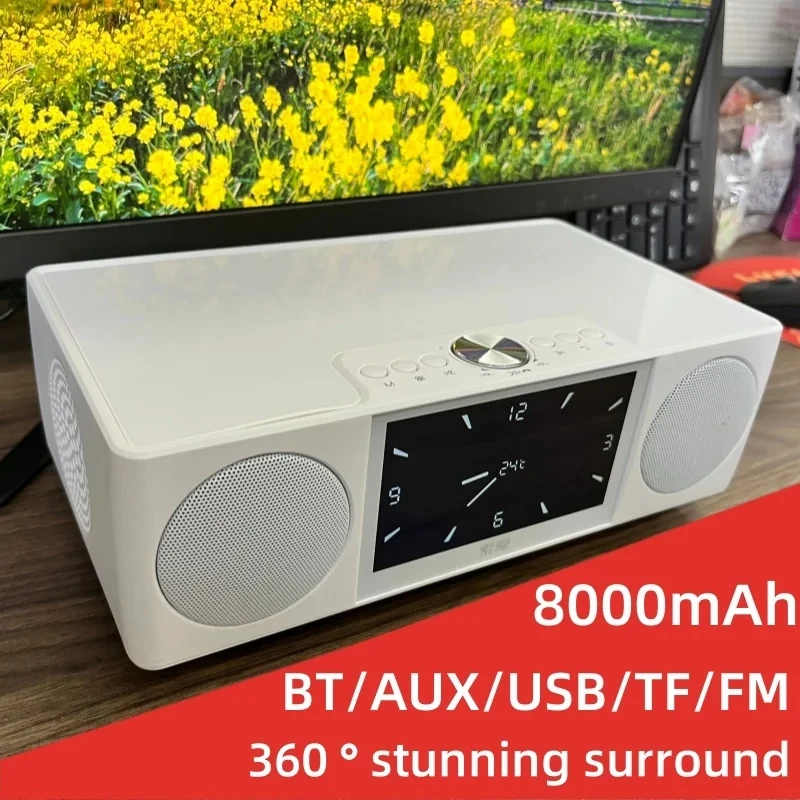 

S99 Wireless Desktop Bluetooth Speaker 8800mAh High Power Subwoofer 3D Surround Home Theater Portable Caixa De Som with FM Clock