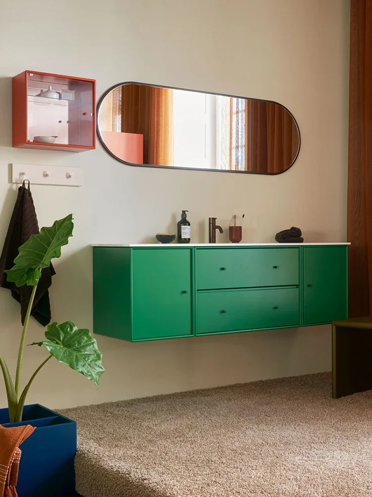 Matte Paint Integrated Hand Washing Washbasin Pool Washstand Bathroom Cabinet
