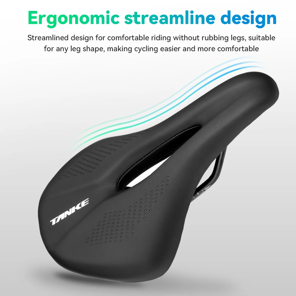 Bicycle Saddle TANKE Hollow Breathable Men Women MTB Road Bike Saddle Shock Absorbing Comfortable Big Butt Bike Seat Safety-PU