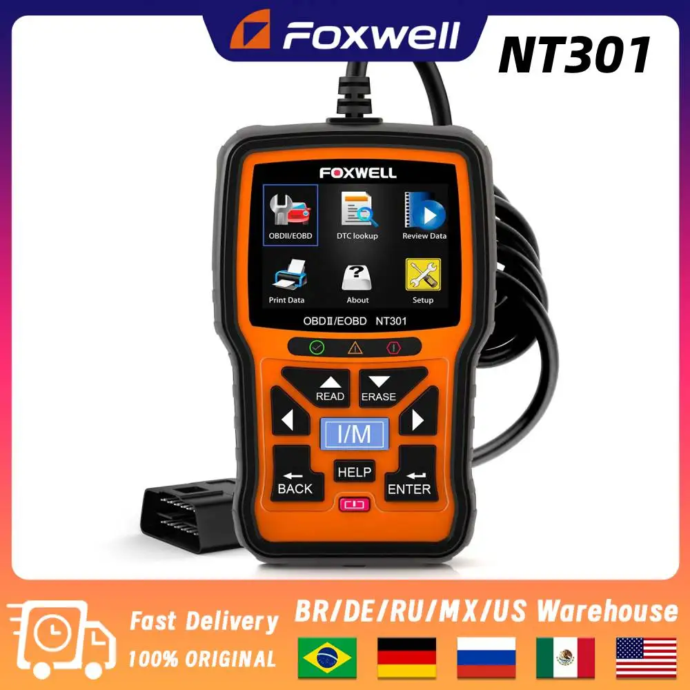 

Автомобильный диагностический сканер FOXWELL NT301 OBD2, устройство для считывания внутреннего кода двигателя, профессиональный сканер OBD2, Автомобильные диагностические инструменты