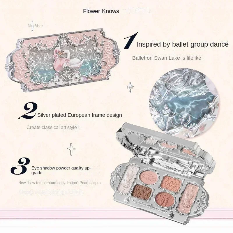 Eye Shadow Eye Shadow Plate Flower Knows Swan Ballet Eyeshadow Delicate Matte Glow Shimmer Waterproof 6 Color Glitter Eye Shadow Palette Beauty Cosmetics