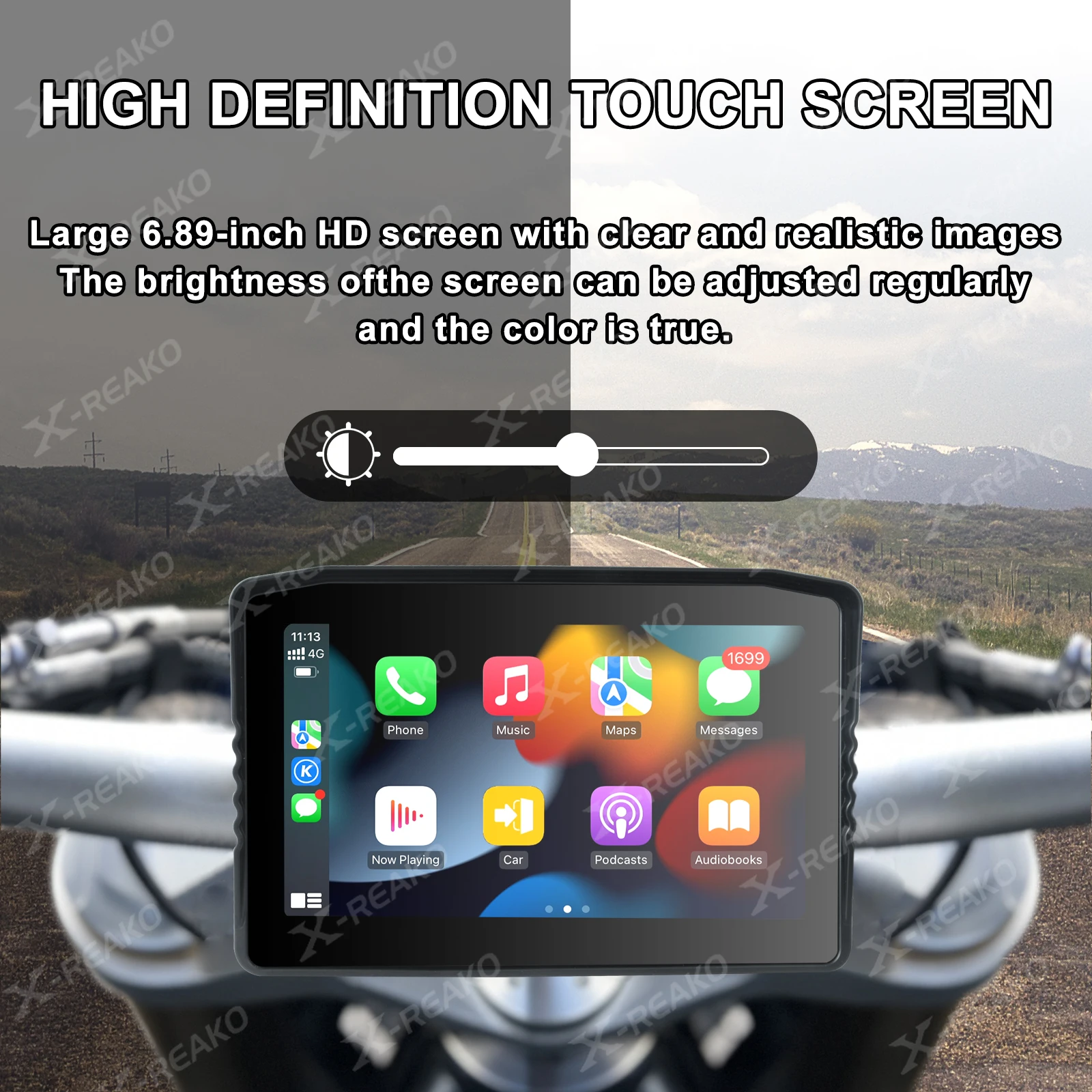X-REAKO 6.25-inch MP5 Motorcycle Portable PND Voice Assistant GPS Bluetooth HD Touch Screen TPMS DVR Android Auto&Carplay
