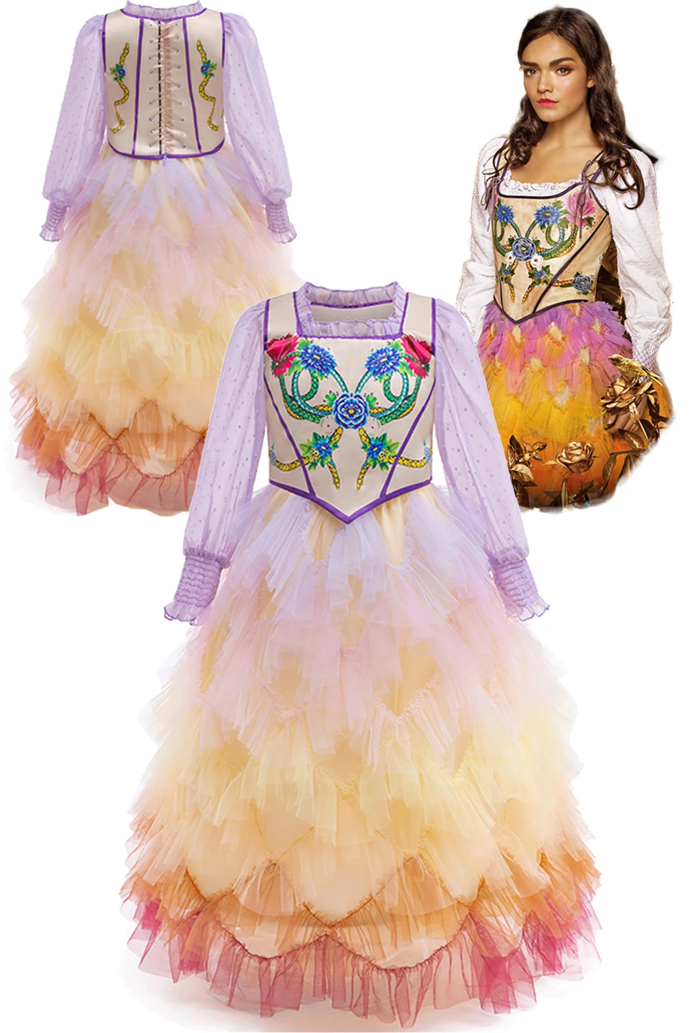 Lucy Gray Baird Cosplay Kids Girls Fantasia Tops Skirts Movie Hunger Cosplay Games Songbirds Disguise Child Halloween Cloth