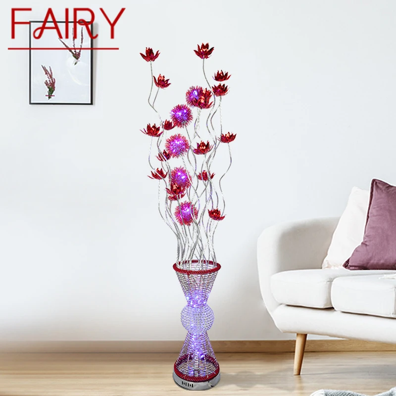 

FAIRY Nordic Floor Lamp Modern Art Red Flower Iiving Room Sofa Bedroom Hotel LED Originality Decorative Standing Light