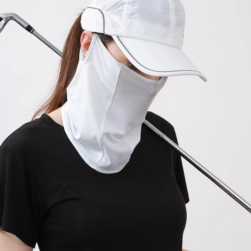 Summer UV Protection Ice Silk Sunscreen Face Scarf Mesh Breathable Neck Wrap Cover sunscreen face scarf
