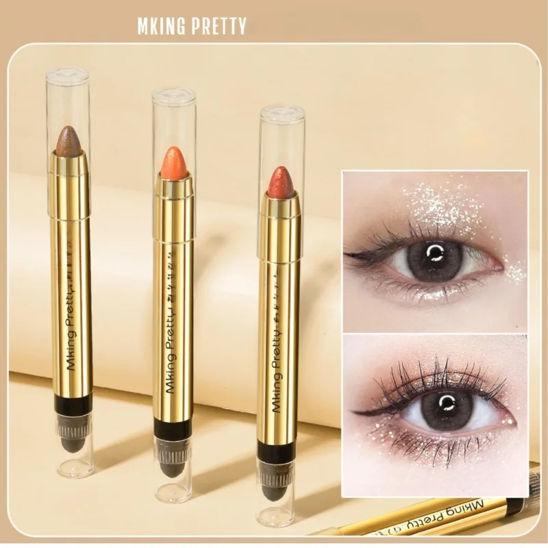 6color Eye Shadow Pen Eye Makeup Lying Silkworm Pen Double-ended Highlight Pen Eye Shadow Stick Women's Micro-pearl Matte Makeup 2