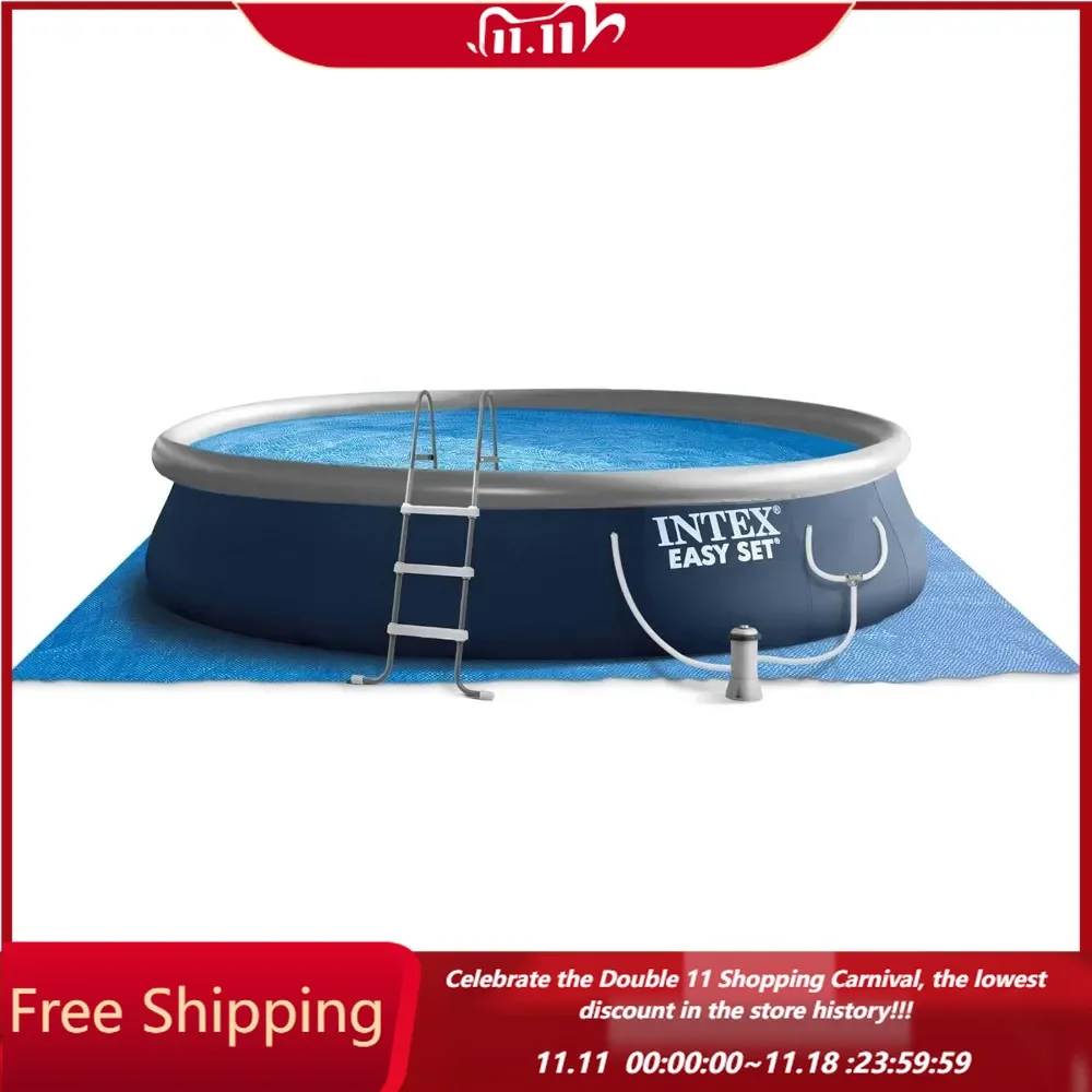 Easy Set 15' x 42" Round Inflatable Outdoor above Ground Swimming Pool Set with 1000 GPH Filter Pump, Ladder
