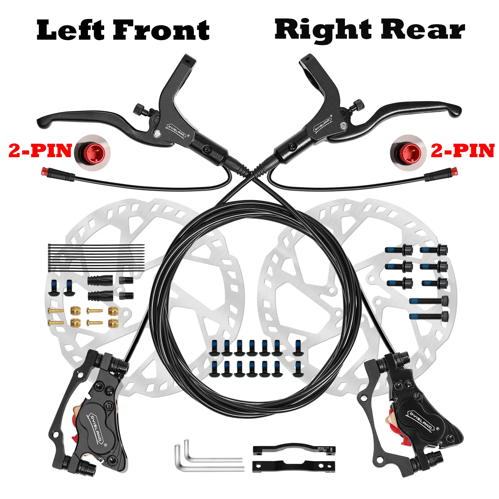 DYISLAND LD4X-300 4Pistons E-Bike Hydraulic Disc Brake 2-PIN&3-PIN