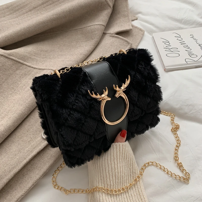 

Designer Flap Womens Chain Bags Fashion Versatile Female Crossbody Shoulder Bags Antler Buckle Handbags Ladies Women's Bag Purse