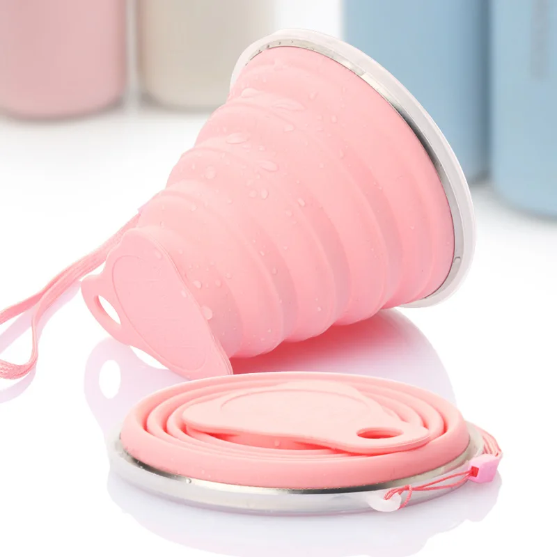 Folding Cups 200ml BPA FREE Food Grade Water Cup Travel Silicone Retractable Portable Outdoor Coffee Handcup folding cup