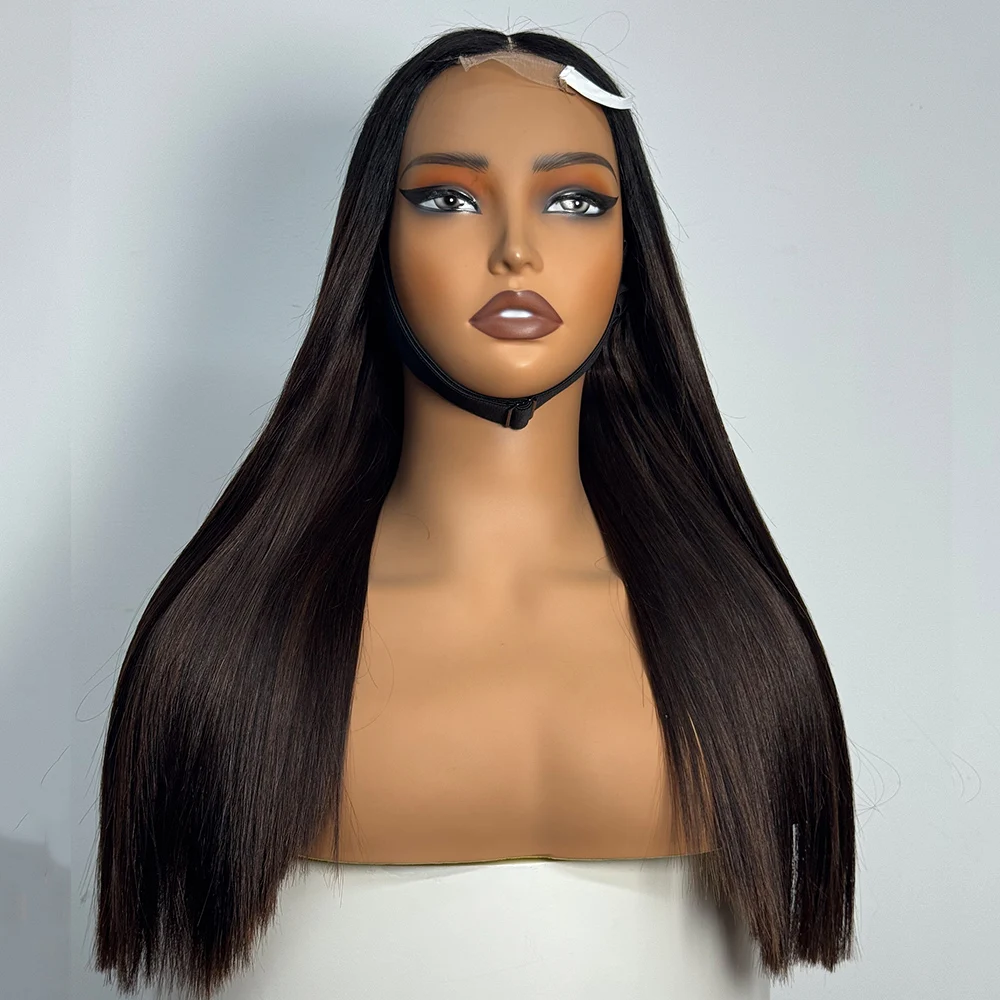 330% Density 2x6 Transparent Lace Closure Double Drawn Bone Straight Vietnamese Hair Straight Human Hair Wig Lace Front Wig 20in