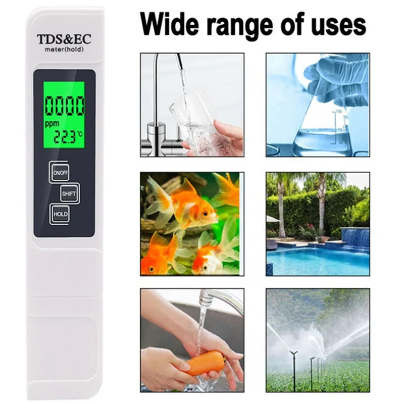 3 IN 1 Water Quality Tester EC TDS PPM Temperature Meter LCD