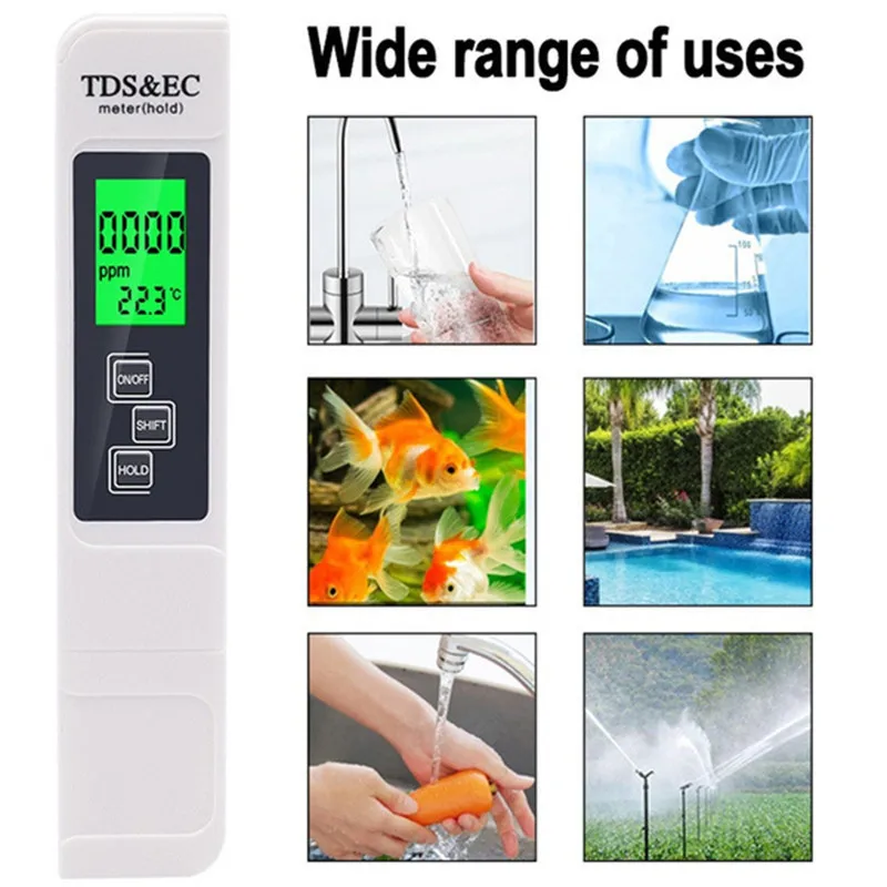 Medidor TDS 3 en 1 Probador digital de calidad del agua Medidor de  temperatura portátil Probador de calidad de agua Pluma de prueba de pureza  para
