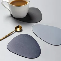 Leather Droplet Shape Mat Coaster Solid Color Heat Resistant Coffee Placemat Minimalist Non-slip Table Mat Kitchen Accessories 1