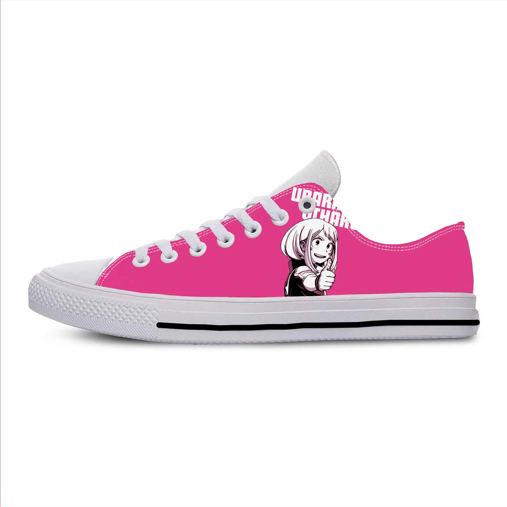Anime Cartoon My Hero Academia Uraraka Ochako Cute Casual Cloth Shoes Low Top Breathable Lightweight 3D Print Men Women Sneakers