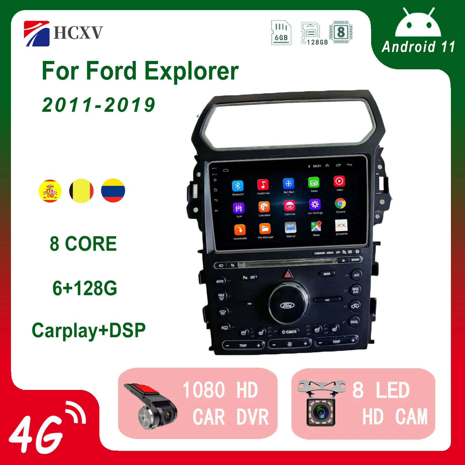 Android 11 Radio 2 Din Car Stereo For Ford Explorer 20112019 Carplay