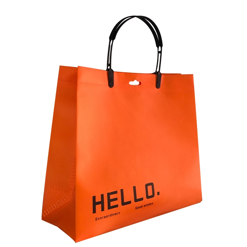 StoBag 10pcs Orange Non-woven Tote Bags Shopping Fabric Woman Fashion Eco Storage Reusable Large Pouches Custom Logo(Extra Fee) 6