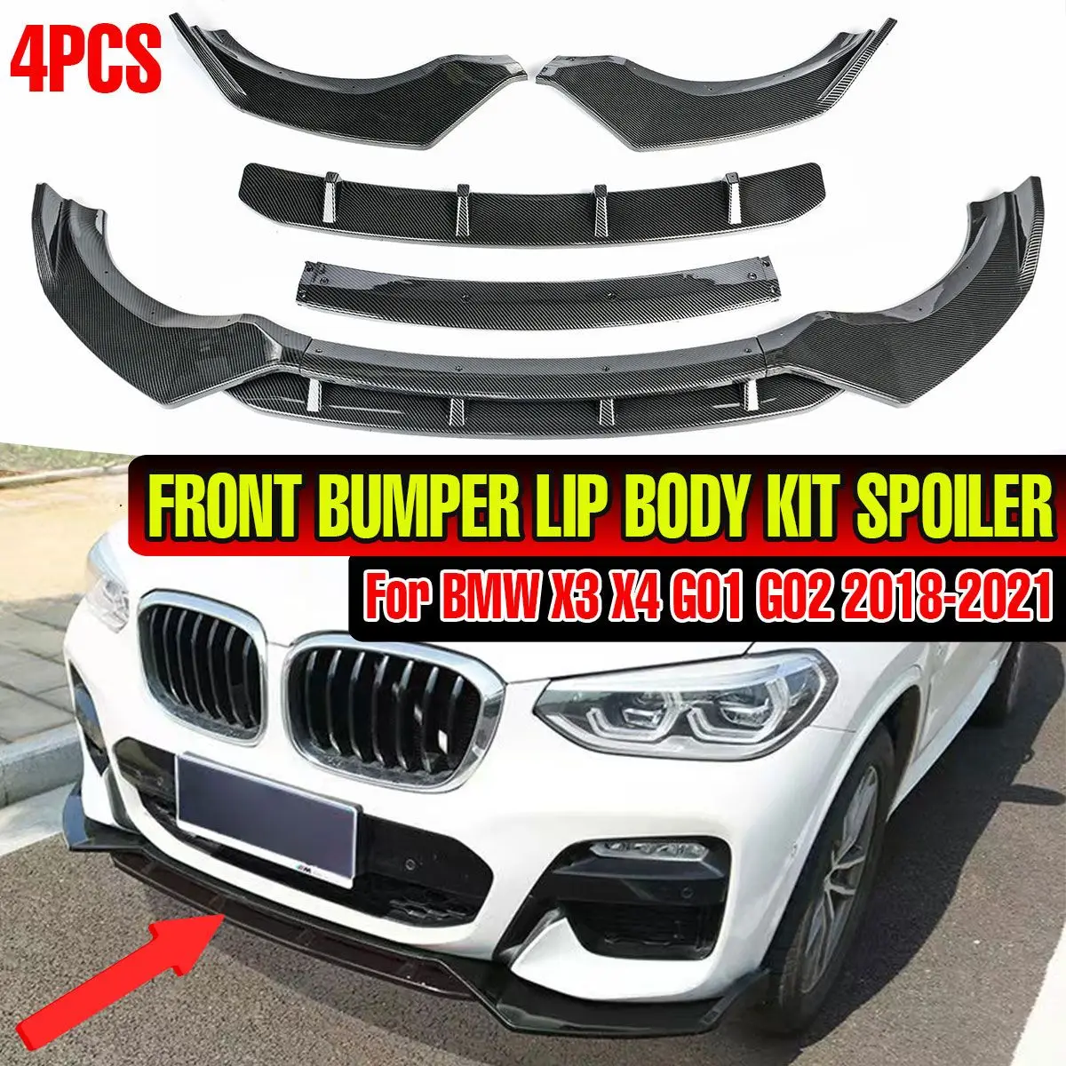 

Разветвитель переднего бампера для BMW X3/X4/G01/G02 2018/2019/2020/2021