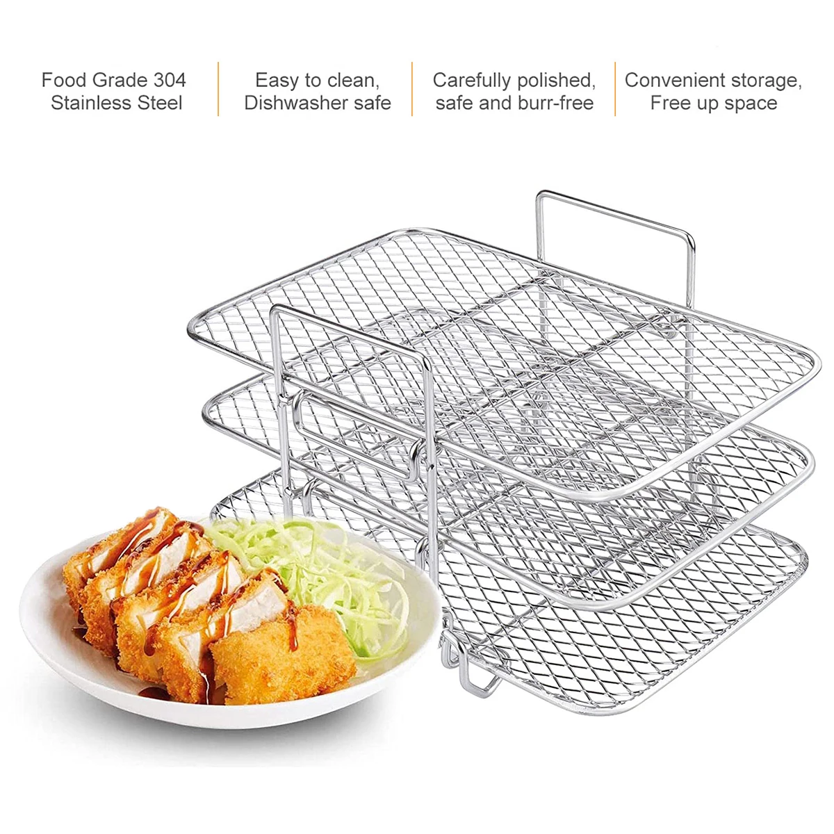 3-Layer Stainless Steel Air Fryer Racks Accessories