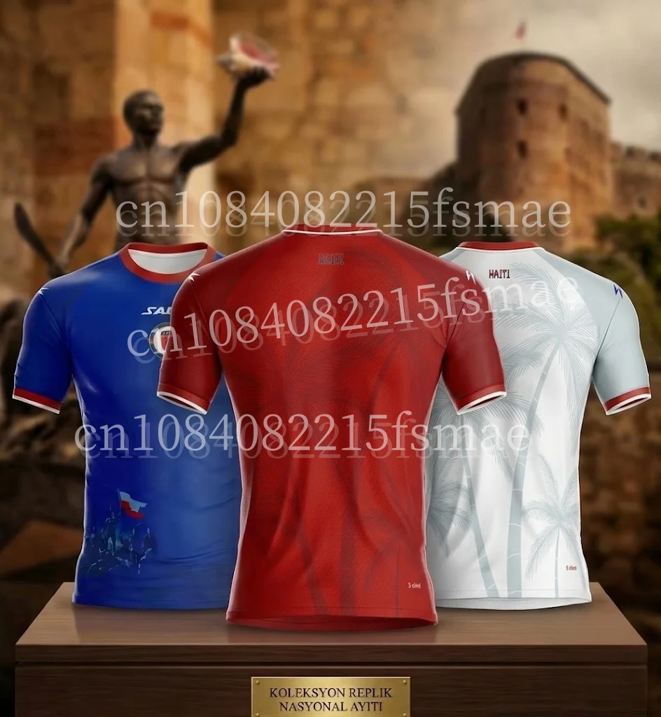NEUES HAITI Rundhals-Trikot Rundhals-T-Shirt mit 3D-Grafikdruck Kinder-Sportbekleidung Athletische Fitness-Trainings-Tops Fußball-Shirt