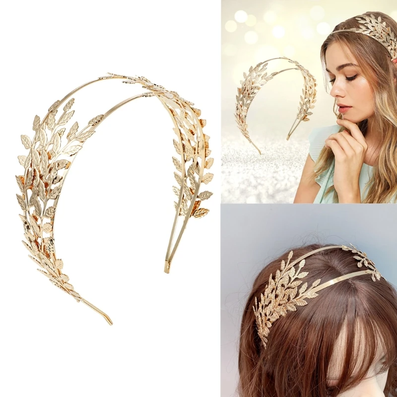 

Elegant Leaves Greek Baroque Headband for Girls Model Fashion Performance Show Wedding Party Jewelry