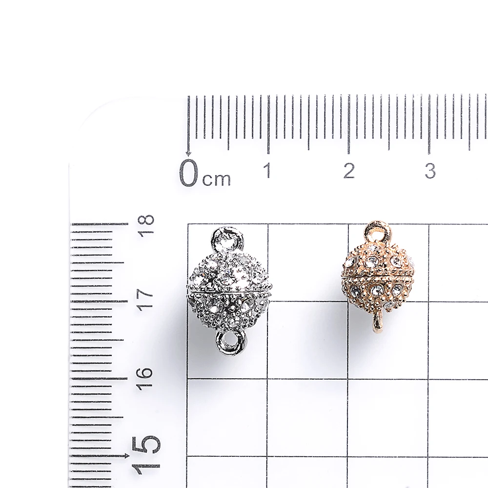 Magnet Connected Clasps 5Set Round Magnet Connected Clasps Beads Rhinestone Charms Pendant DIY Couple Magnetic Buckle Jewelry Bracelet 14/16mm