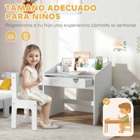 Aiyaplay Ensemble bureau et chaises pour enfants +3 ans avec tiroir amovible et compartiment gris et blanc 6