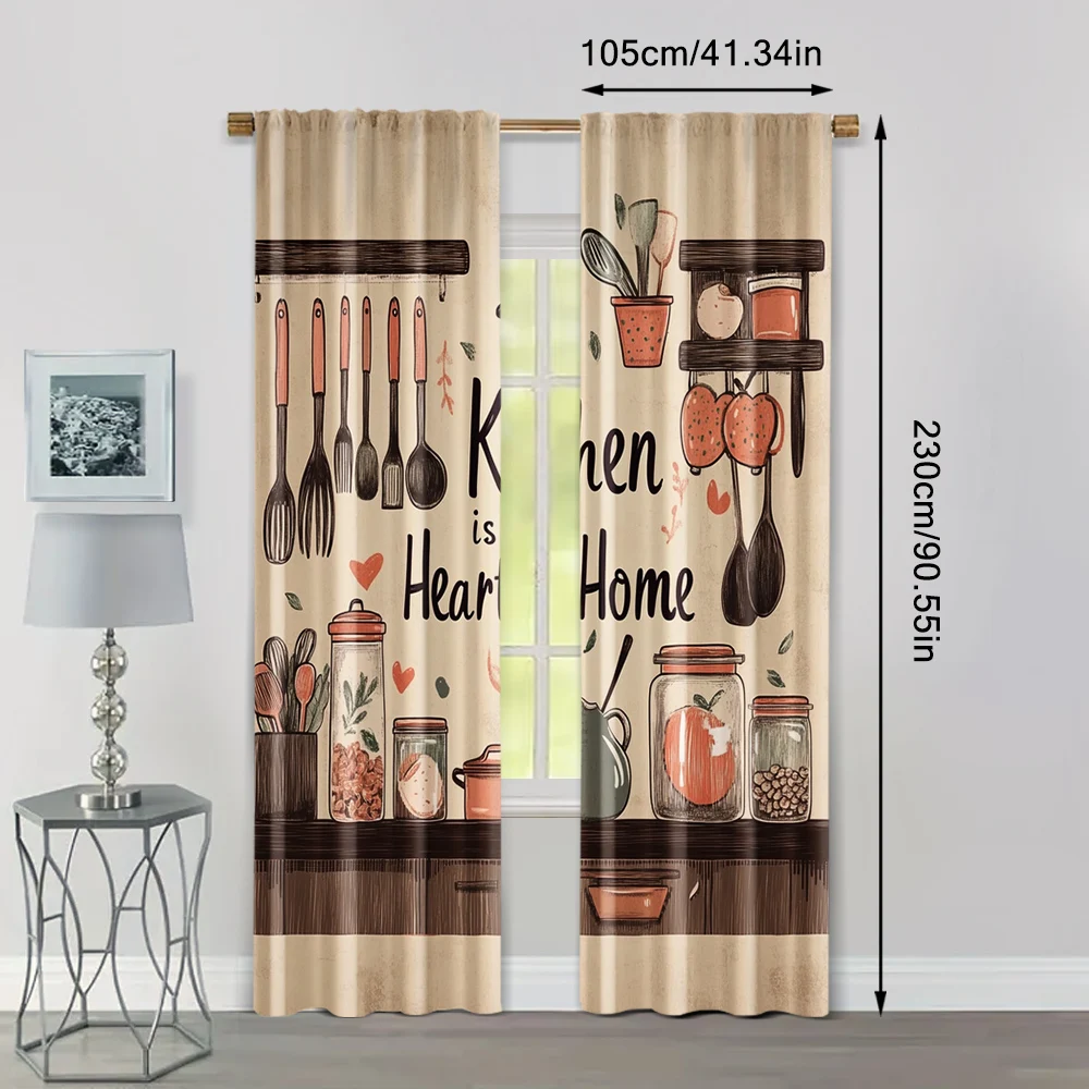 2pcs, Curtain Cloth Vegetables Fruits Durable Polyester (without rod) All Seasons Ldeal for Bedroom, Living Room 4